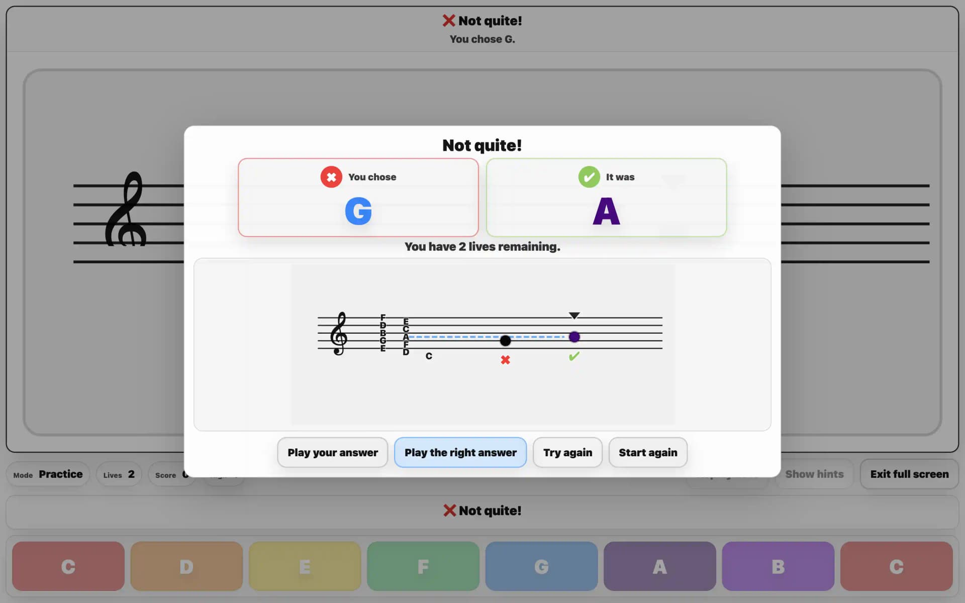 Practice tool feedback showing how teachers can support pupils