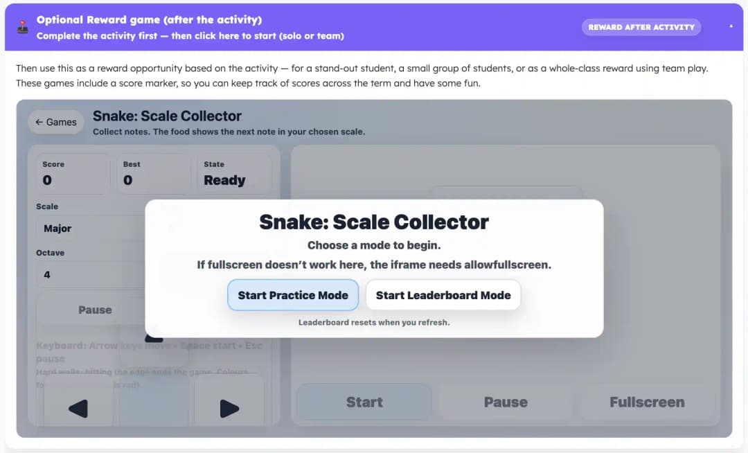 Optional reward game for motivation and friendly competition