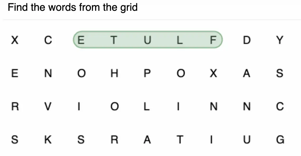 KS1 music vocabulary wordsearch activities for Find the Words
