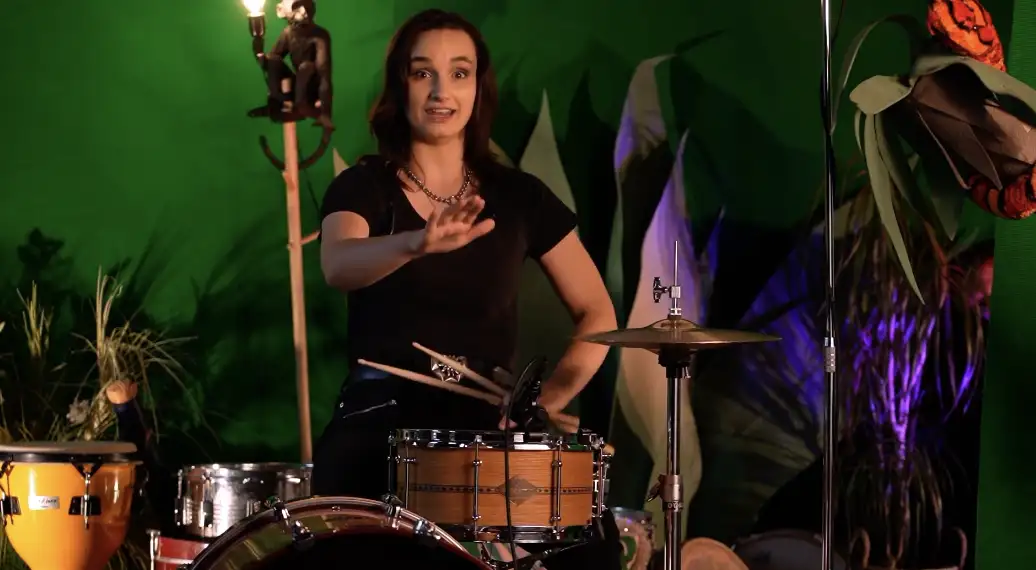 Pupil using a desk as a drum kit in Weekly Drum Routine
