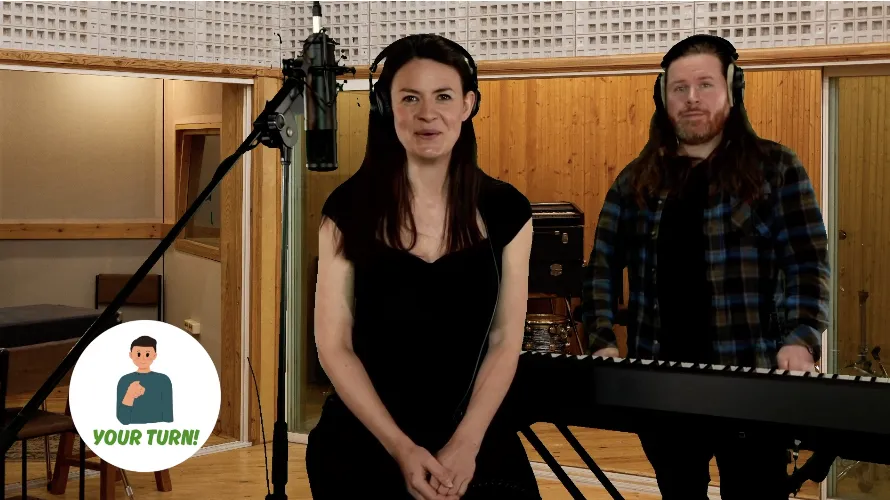 Children singing the Rock and Roll song I Love You So with vocal warm-ups