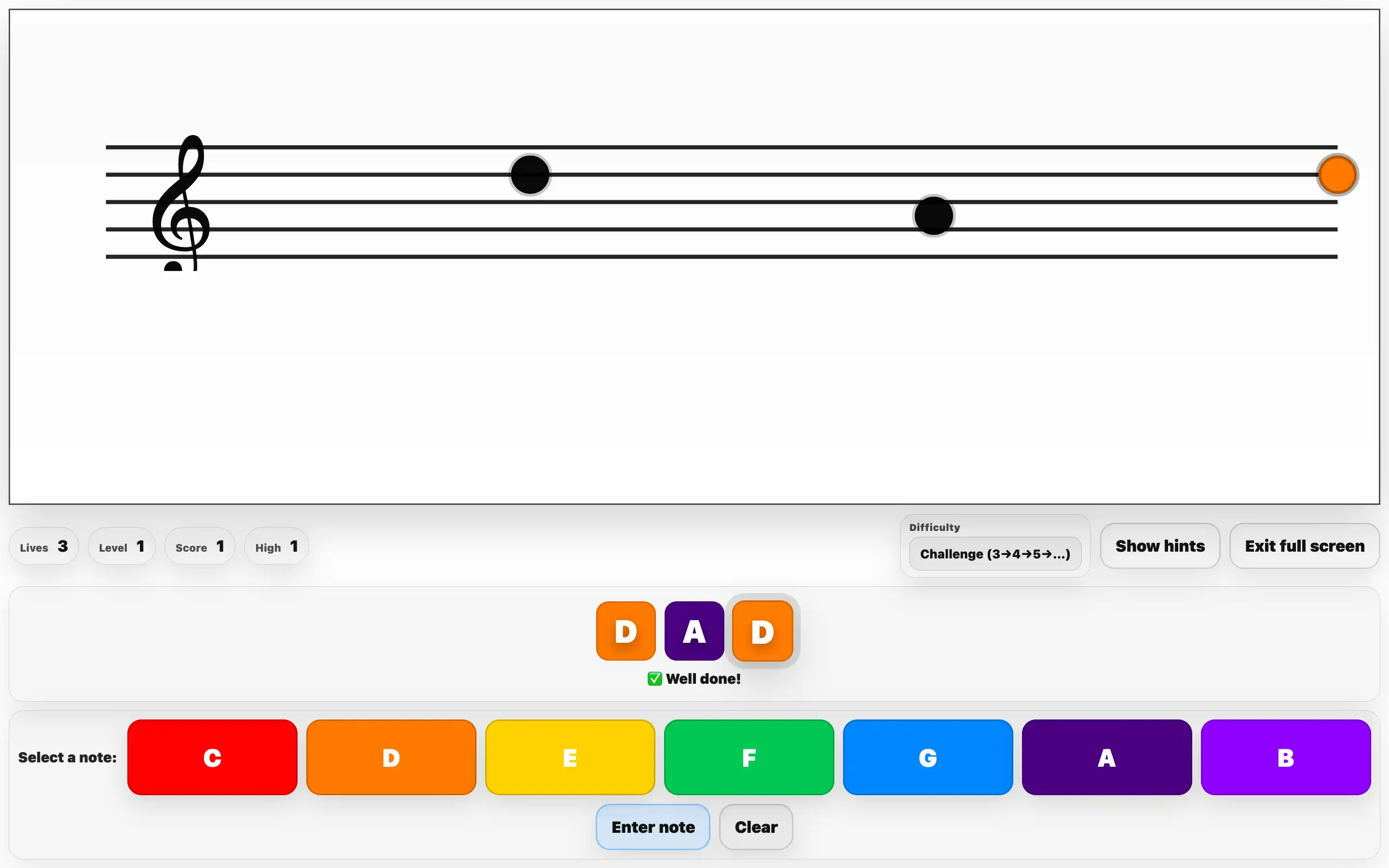 Musical Cabbage note reading to build words game