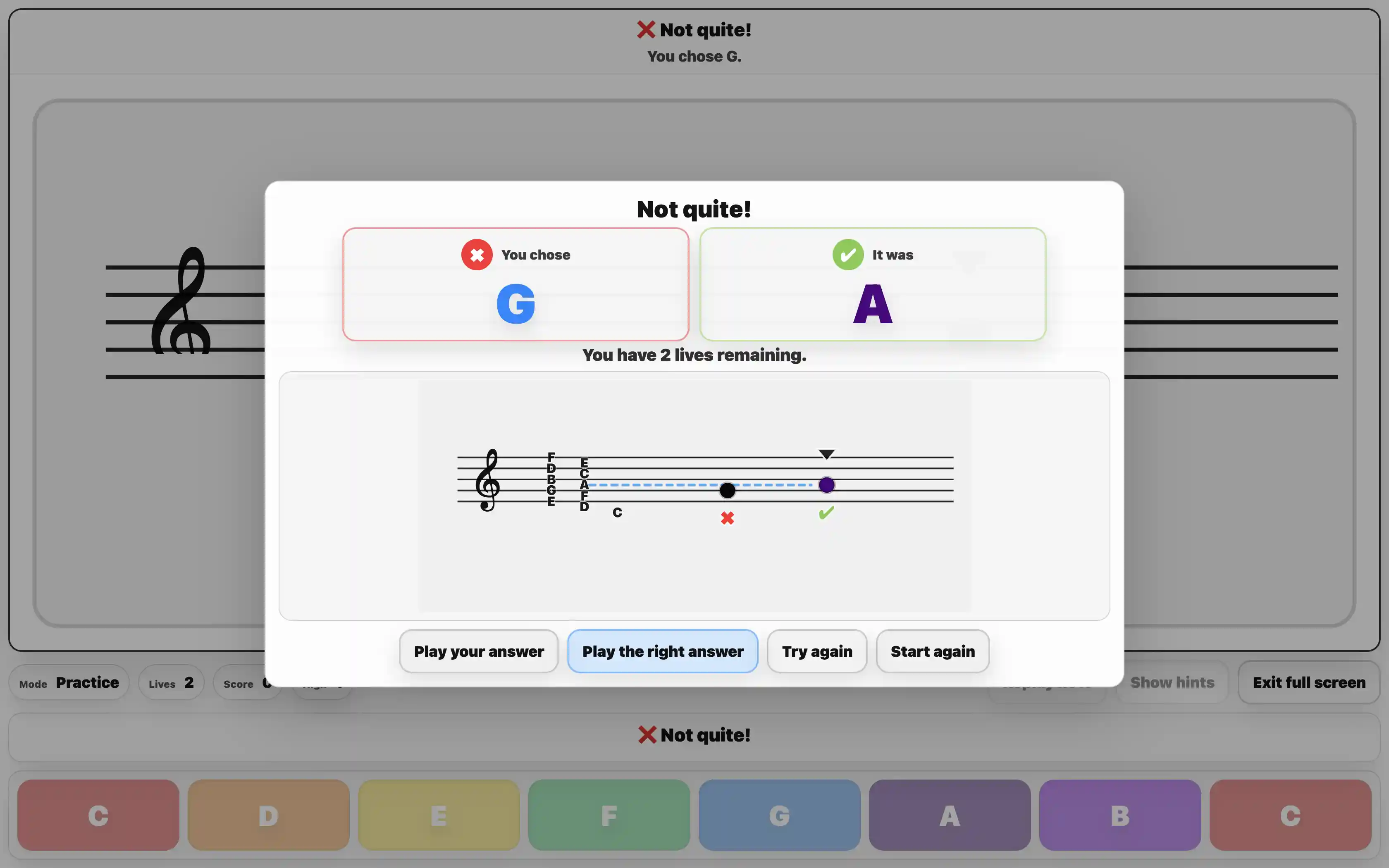 Practice tool feedback showing what to do when pupils answer incorrectly