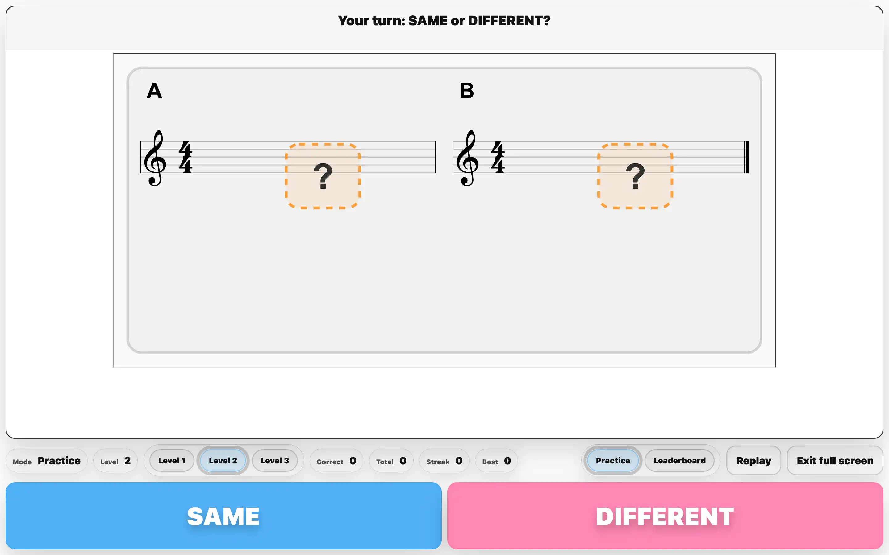 Rhythm Memory same or different listening game