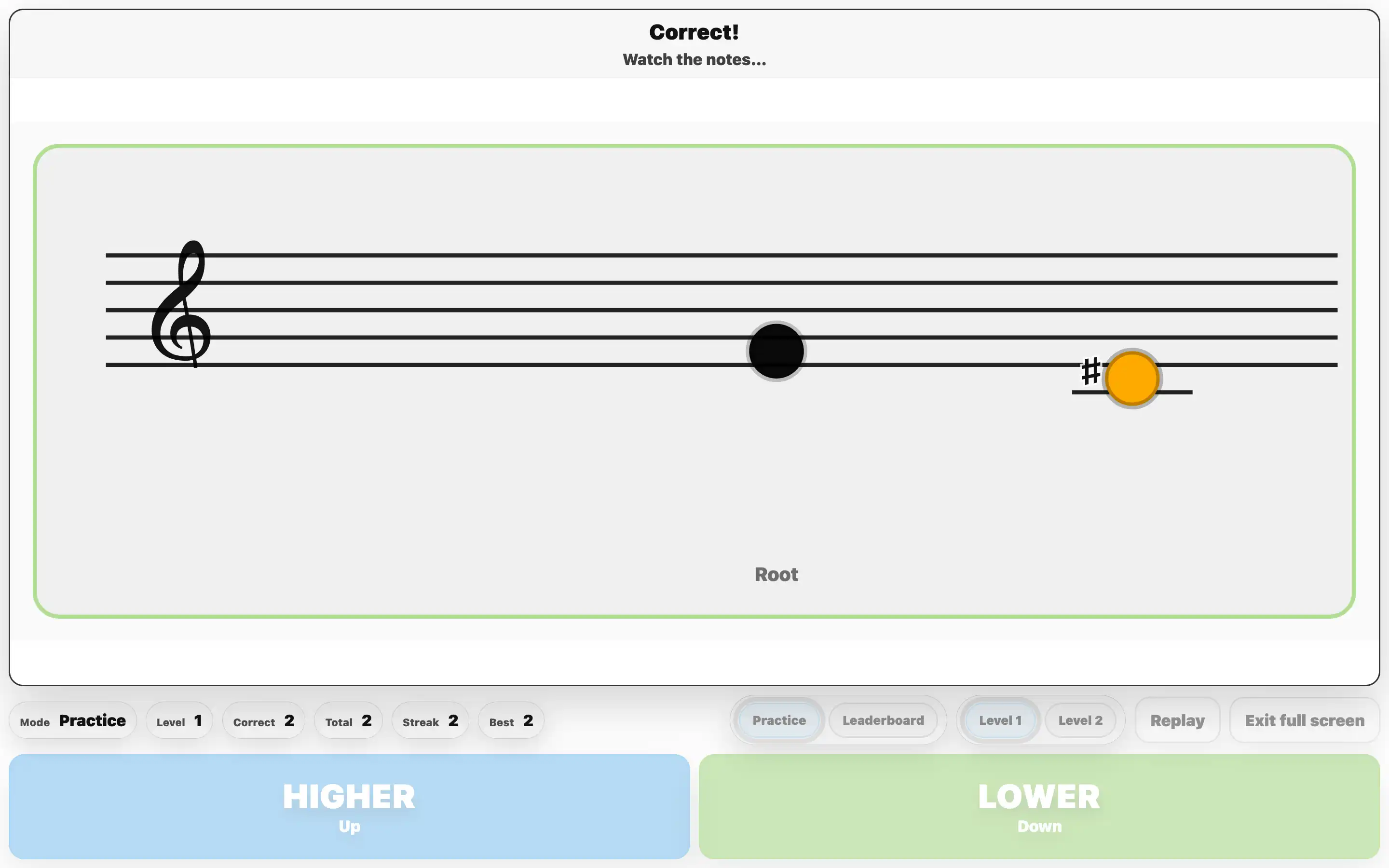 Skies and Valleys higher or lower listening game